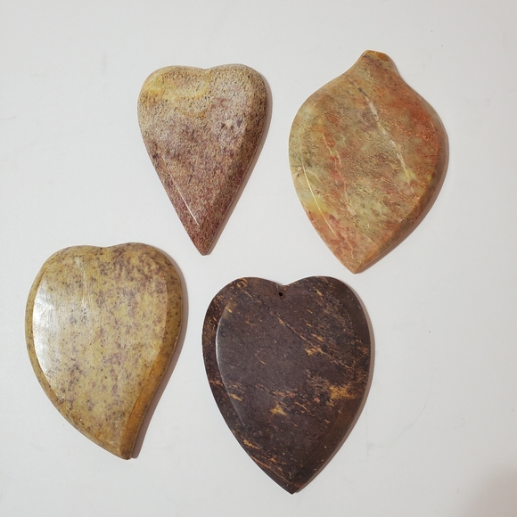 Soapstone Insense Stick Holders Carved Leaves Set of 4 Neutral - Picture 10 of 10